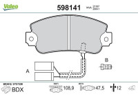 Bromsbeläggssats, skivbroms 598141 Valeo