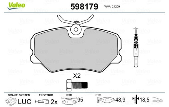 Bromsbeläggssats, skivbroms 598179 Valeo, bild 2