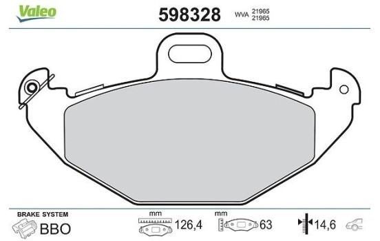 Bromsbeläggssats, skivbroms 598328 Valeo