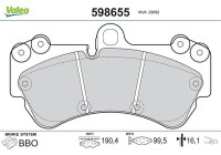 Bromsbeläggssats, skivbroms 598655 Valeo