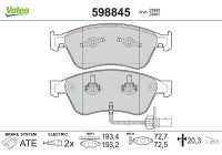 Bromsbeläggssats, skivbroms 598845 Valeo