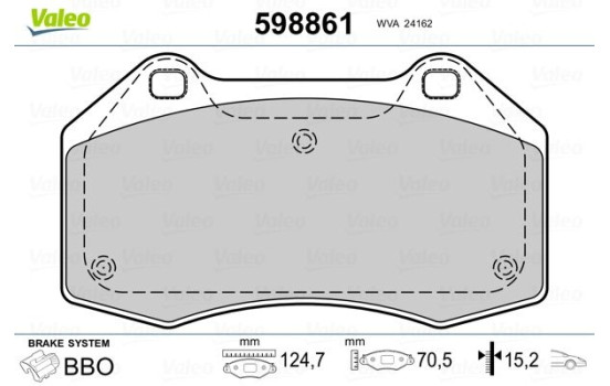 Bromsbeläggssats, skivbroms 598861 Valeo, bild 2