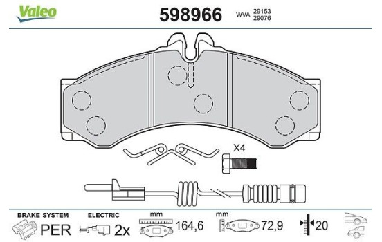 Bromsbeläggssats, skivbroms 598966 Valeo