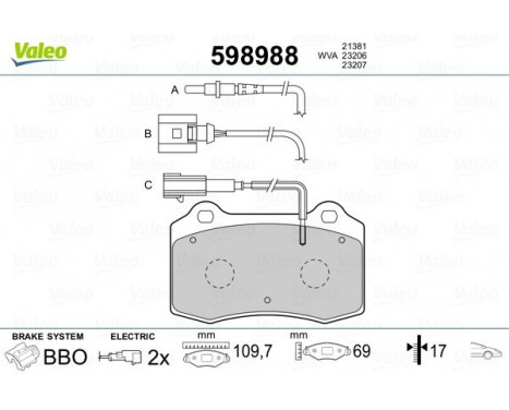 Bromsbeläggssats, skivbroms 598988 Valeo, bild 2