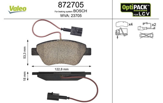 Bromsbeläggssats, skivbroms 872705 Valeo