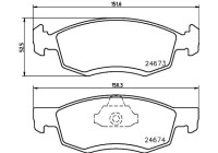 Bromsbeläggssats, skivbroms 8DB 355 013-951 Hella