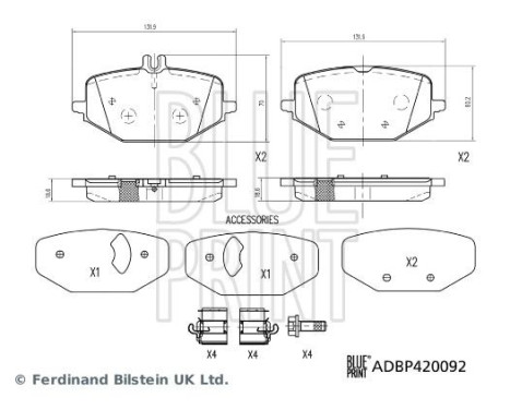 Bromsbeläggssats, skivbroms ADBP420092 Blue Print, bild 2