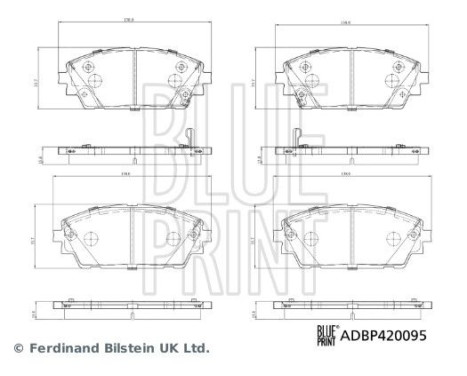 Bromsbeläggssats, skivbroms ADBP420095 Blue Print