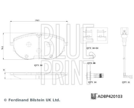 Bromsbeläggssats, skivbroms ADBP420103 Blue Print, bild 2
