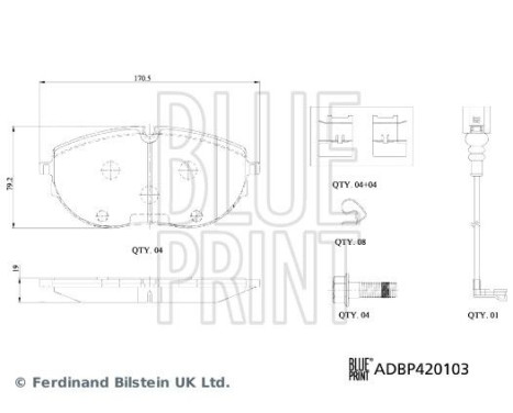 Bromsbeläggssats, skivbroms ADBP420103 Blue Print, bild 2