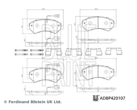 Bromsbeläggssats, skivbroms ADBP420107 Blue Print