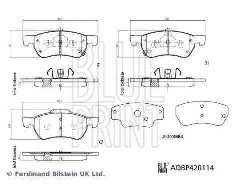 Bromsbeläggssats, skivbroms ADBP420114 Blue Print