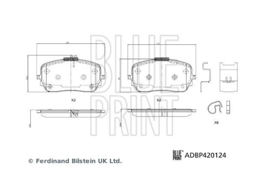 Bromsbeläggssats, skivbroms ADBP420124 Blue Print