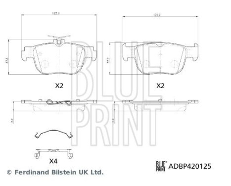 Bromsbeläggssats, skivbroms ADBP420125 Blue Print