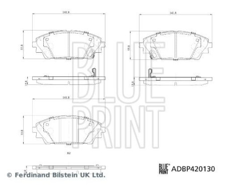 Bromsbeläggssats, skivbroms ADBP420130 Blue Print