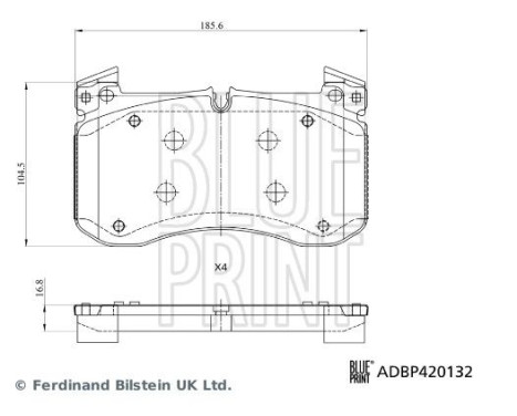 Bromsbeläggssats, skivbroms ADBP420132 Blue Print