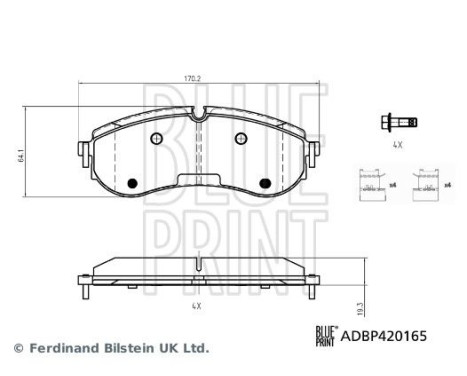 Bromsbeläggssats, skivbroms ADBP420165 Blue Print