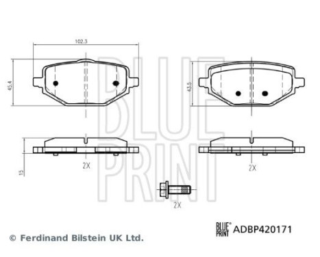 Bromsbeläggssats, skivbroms ADBP420171 Blue Print