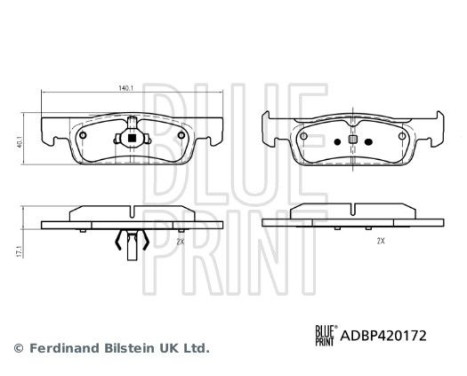 Bromsbeläggssats, skivbroms ADBP420172 Blue Print