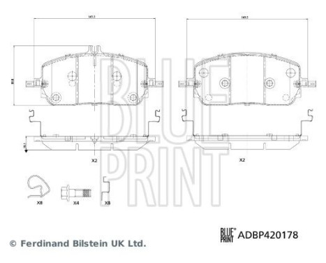 Bromsbeläggssats, skivbroms ADBP420178 Blue Print