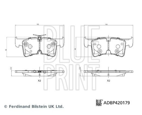 Bromsbeläggssats, skivbroms ADBP420179 Blue Print
