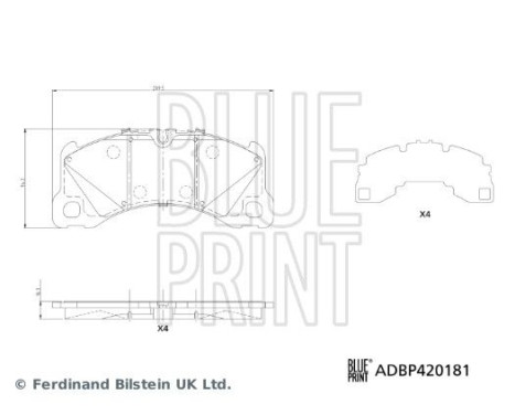 Bromsbeläggssats, skivbroms ADBP420181 Blue Print