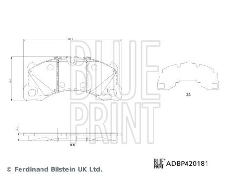 Bromsbeläggssats, skivbroms ADBP420181 Blue Print