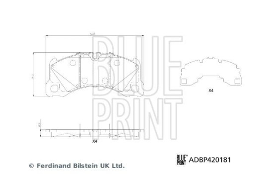 Bromsbeläggssats, skivbroms ADBP420181 Blue Print