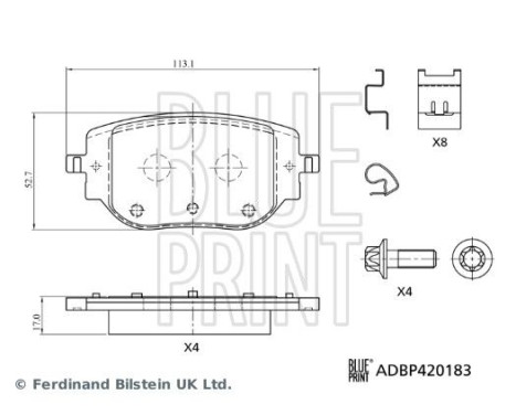 Bromsbeläggssats, skivbroms ADBP420183 Blue Print