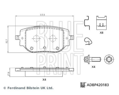 Bromsbeläggssats, skivbroms ADBP420183 Blue Print