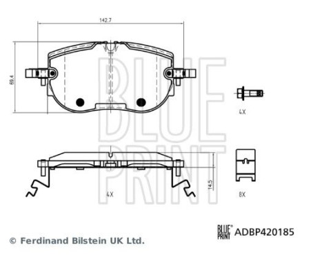 Bromsbeläggssats, skivbroms ADBP420185 Blue Print