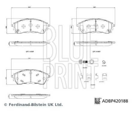 Bromsbeläggssats, skivbroms ADBP420188 Blue Print