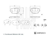 Bromsbeläggssats, skivbroms ADBP420212 Blue Print