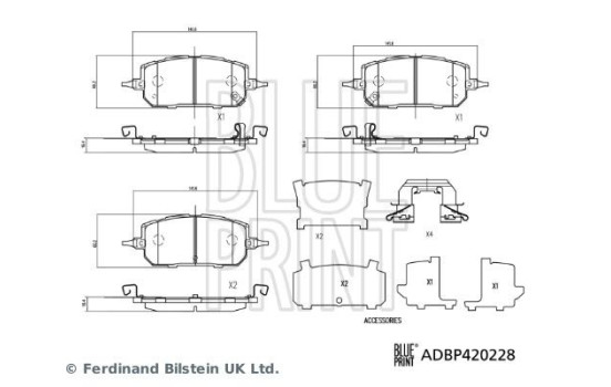 Bromsbeläggssats, skivbroms ADBP420228 Blue Print