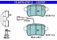 Bromsbeläggssats, skivbroms ATE Ceramic 13.0470-2767.2