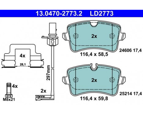Bromsbeläggssats, skivbroms ATE Ceramic 13.0470-2773.2, bild 2