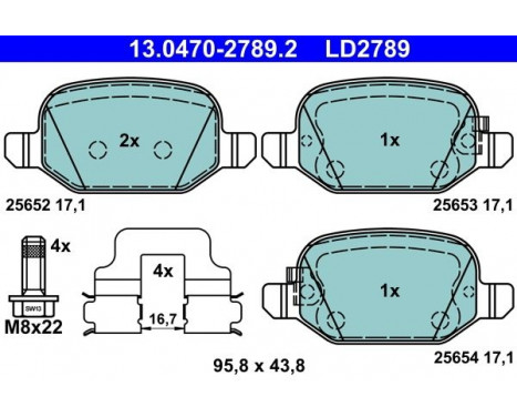 Bromsbeläggssats, skivbroms ATE Ceramic 13.0470-2789.2