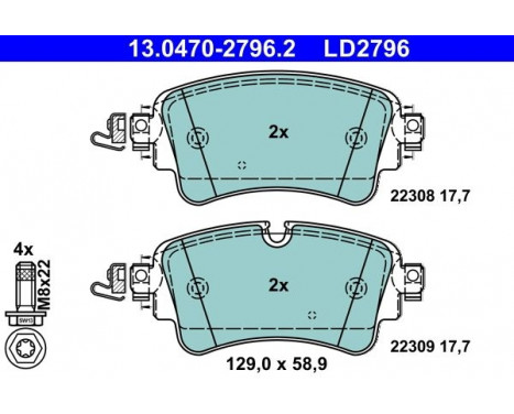 Bromsbeläggssats, skivbroms ATE Ceramic 13.0470-2796.2