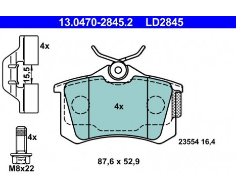 Bromsbeläggssats, skivbroms ATE Ceramic 13.0470-2845.2