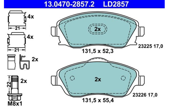 Bromsbeläggssats, skivbroms ATE Ceramic 13.0470-2857.2