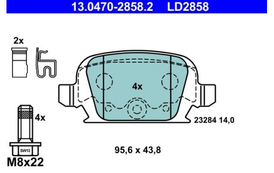 Bromsbeläggssats, skivbroms ATE Ceramic 13.0470-2858.2