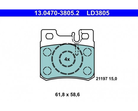 Bromsbeläggssats, skivbroms ATE Ceramic 13.0470-3805.2, bild 3