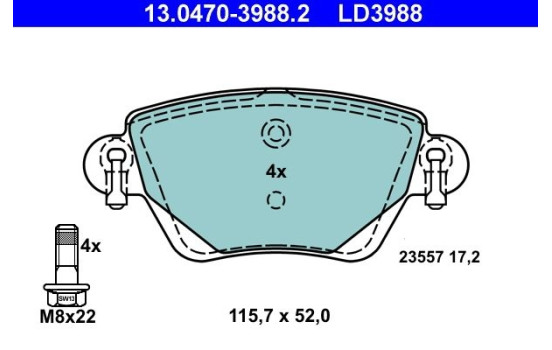 Bromsbeläggssats, skivbroms ATE Ceramic 13.0470-3988.2, bild 2