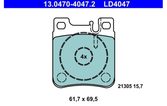 Bromsbeläggssats, skivbroms ATE Ceramic 13.0470-4047.2, bild 3