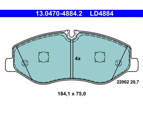 Bromsbeläggssats, skivbroms ATE Ceramic 13.0470-4884.2