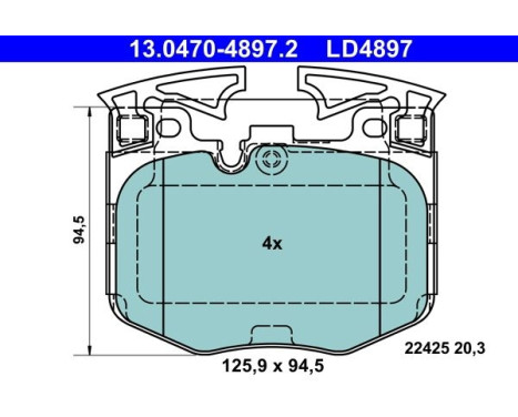 Bromsbeläggssats, skivbroms ATE Ceramic 13.0470-4897.2