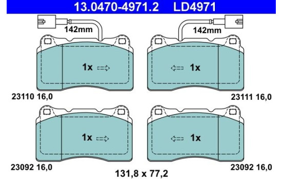Bromsbeläggssats, skivbroms ATE Ceramic 13.0470-4971.2, bild 3