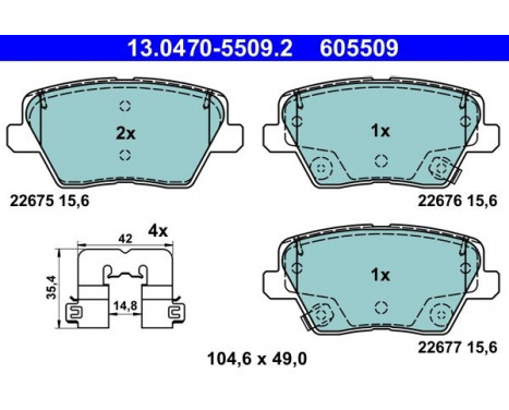 Bromsbeläggssats, skivbroms ATE Ceramic 13.0470-5509.2