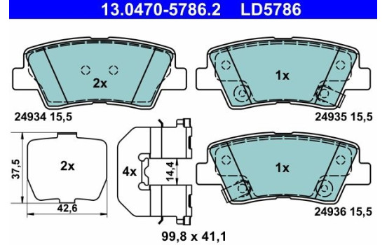 Bromsbeläggssats, skivbroms ATE Ceramic 13.0470-5786.2