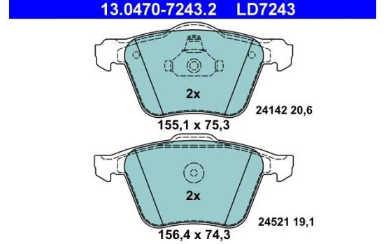 Bromsbeläggssats, skivbroms ATE Ceramic 13.0470-7243.2, bild 3